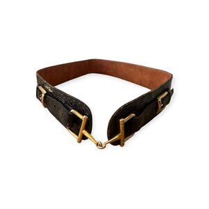 Céline “Chantilly” Crocodile Horse-Bit Belt 76 cm Late 1960s Design Italy